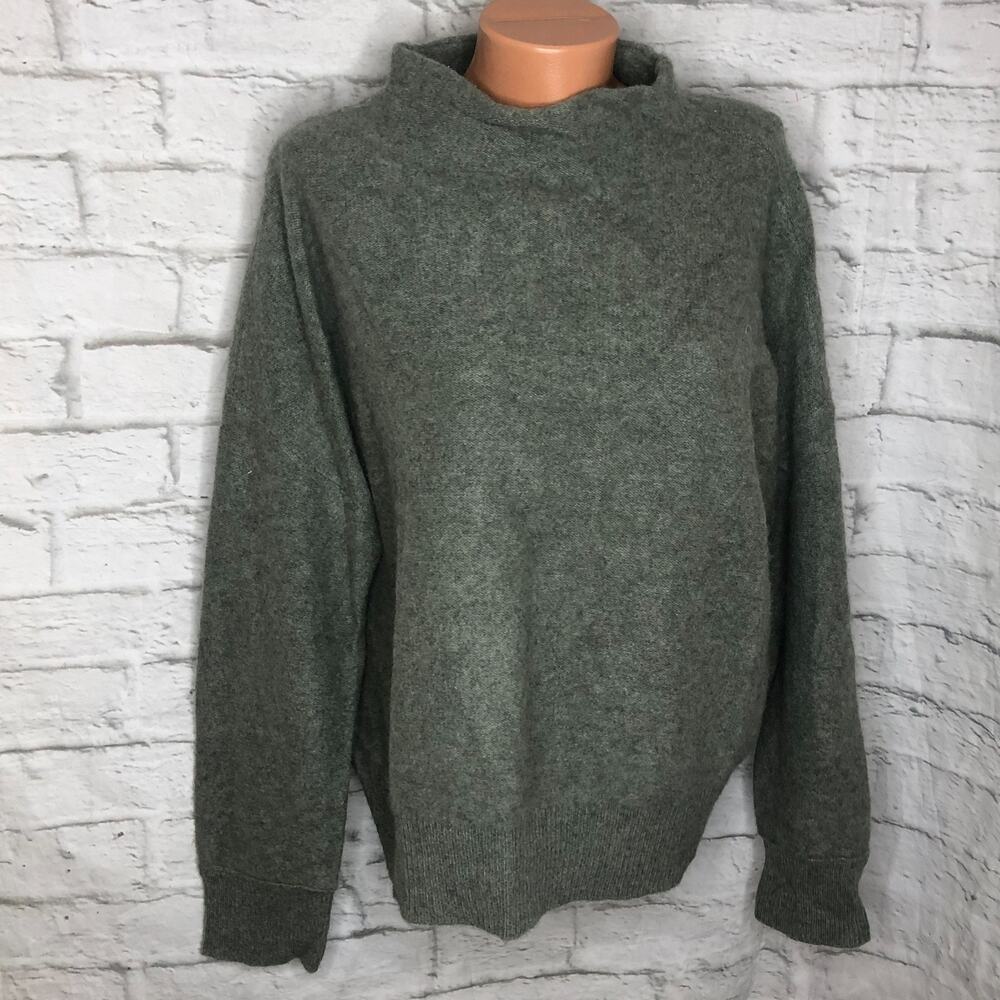 TAHARI Boiled Ultra Soft 100% 2PLY Cashmere Mock Neck Green Sweater Size XL NWOT